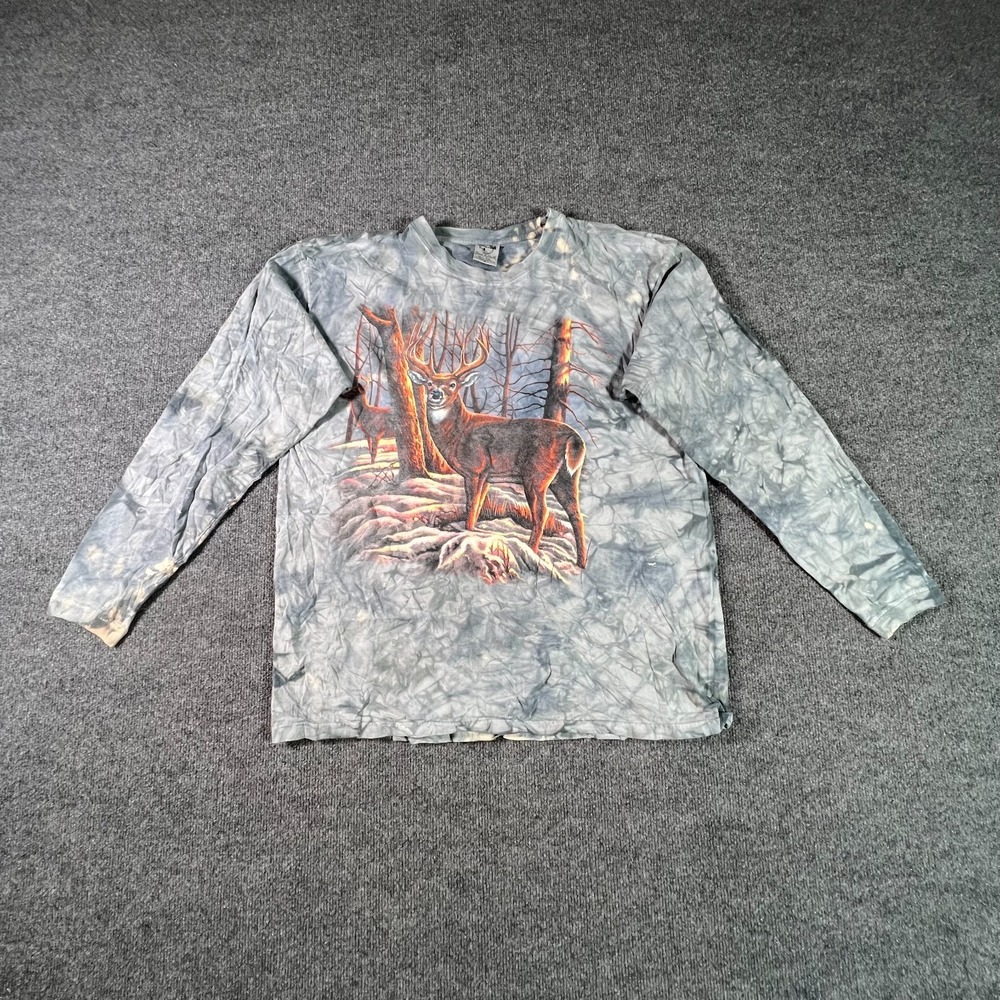 Vintage Back To Earth T-Shirt Men XL Gray White Tie Dye Deer Graphic Nature Wear